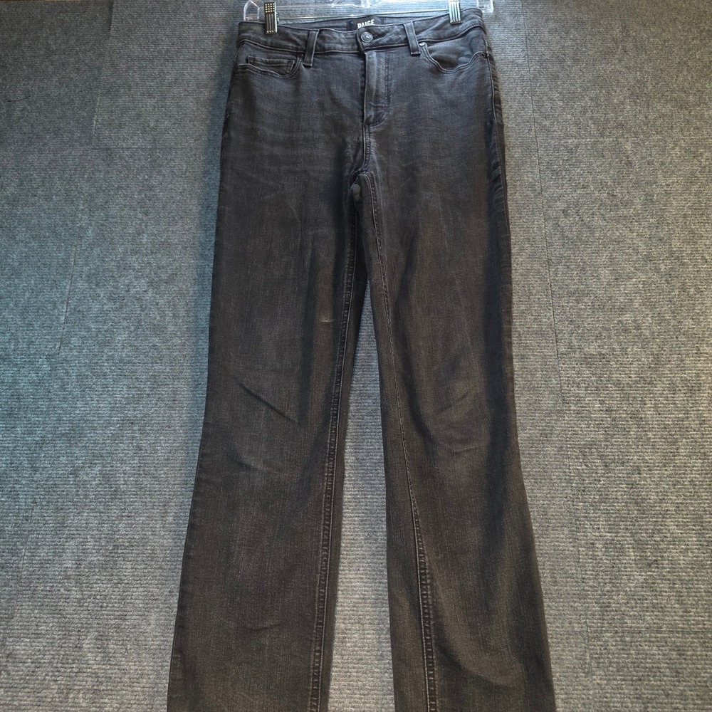 Paige Cindy Jeans Women 27 Black Good High Rise Straight Leg Faded Wash